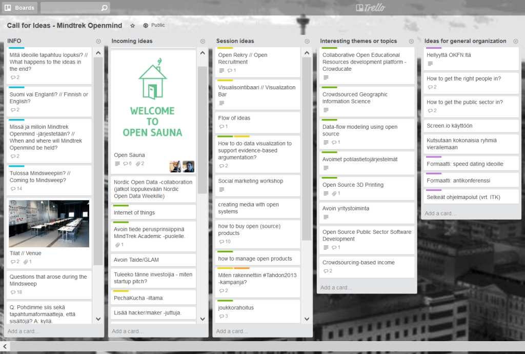 Mindsweep Call for Ideas Trello